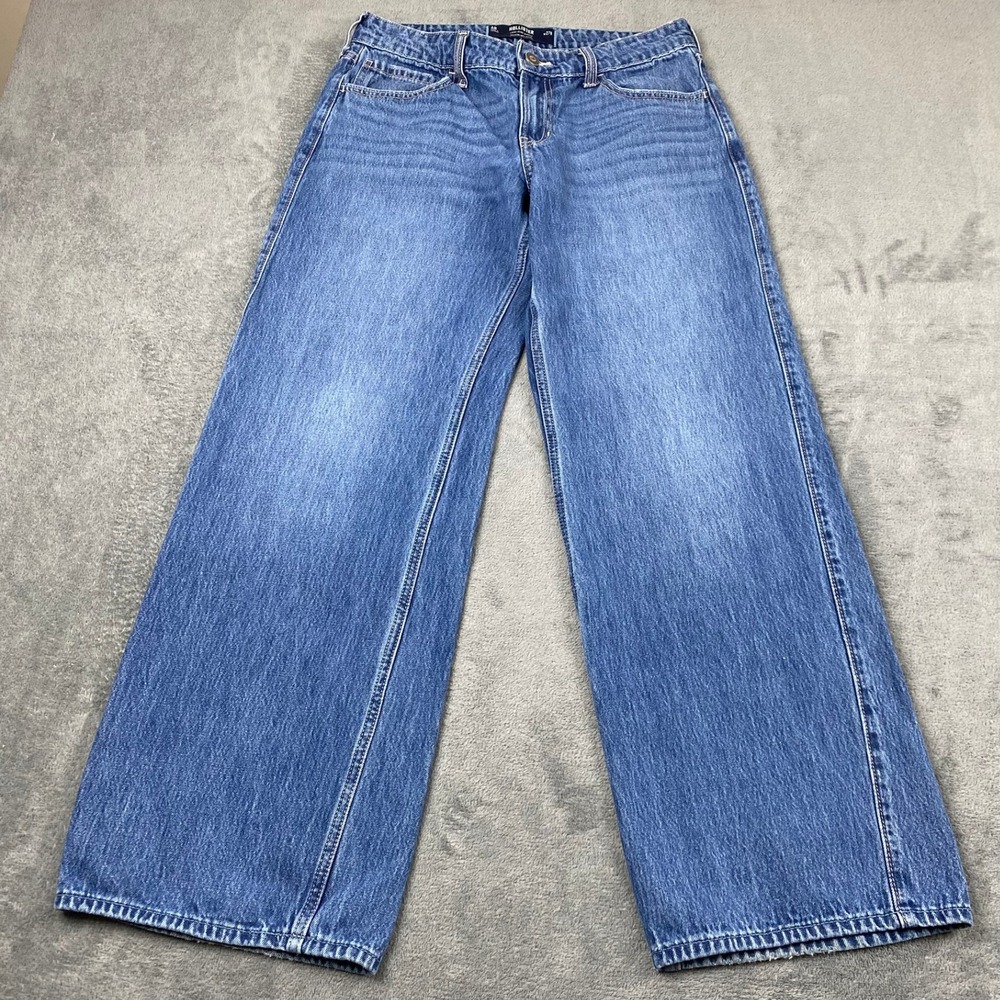 Hollister Women 4R Jeans Blue Low-Rise Baggy 100% Cotton Medium Wash W27L30